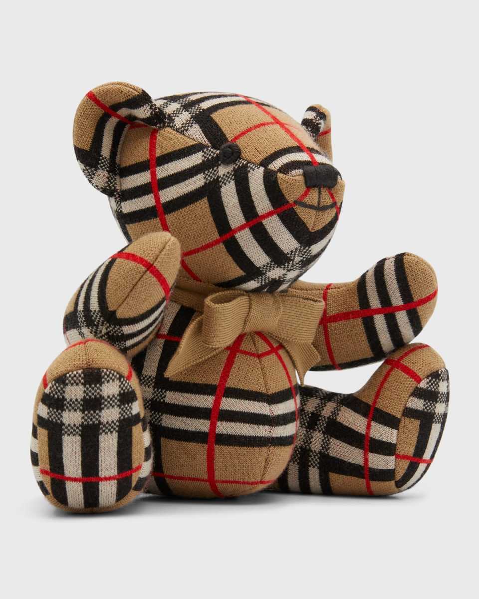 Kid's Vintage Check Stuffed Sitting Teddy Bear